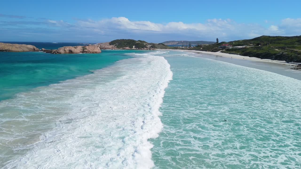 Flying low across waves of Esperance Australia