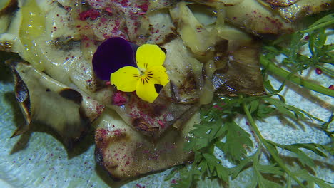 roasted artichoke with edible flowers