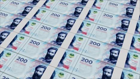 200 argentine peso banknotes printed by a money press