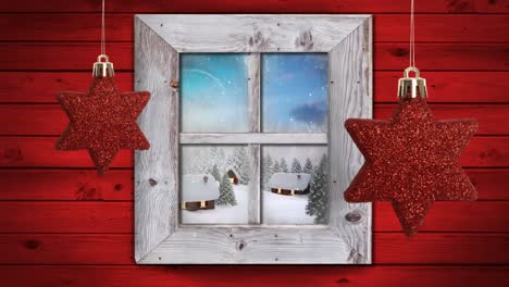 Winterlandschaft-Durch-Fenster-Gesehen