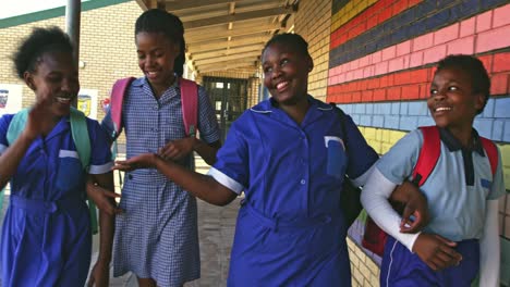 schoolgirls walking in the playground 4k