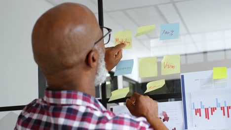 senior male executive looking at sticky notes 4k