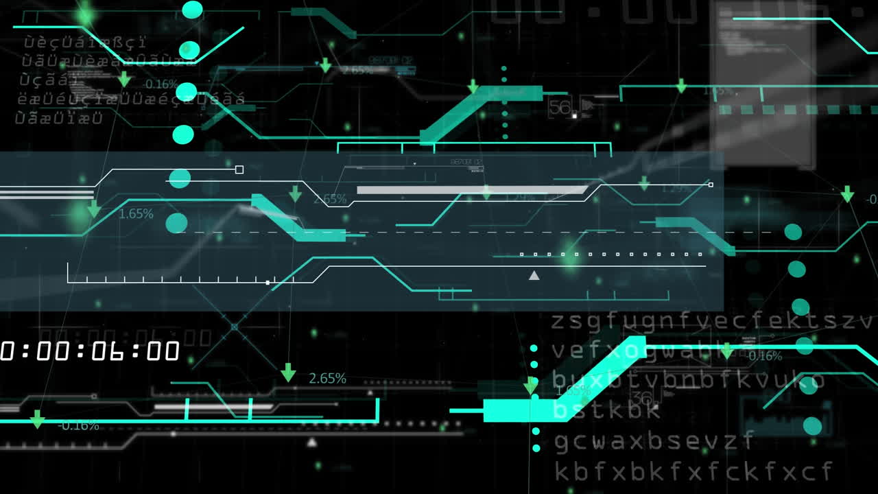 Animation of data processing on black background