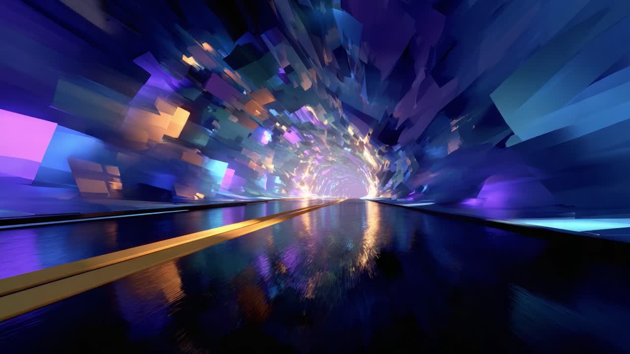 A Journey Through a Vibrant Tunnel of Light and Color, Capturing the Essence of Speed and Motion in Abstract Digital Art