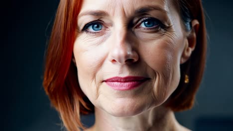 portrait of a woman with red hair and blue eyes