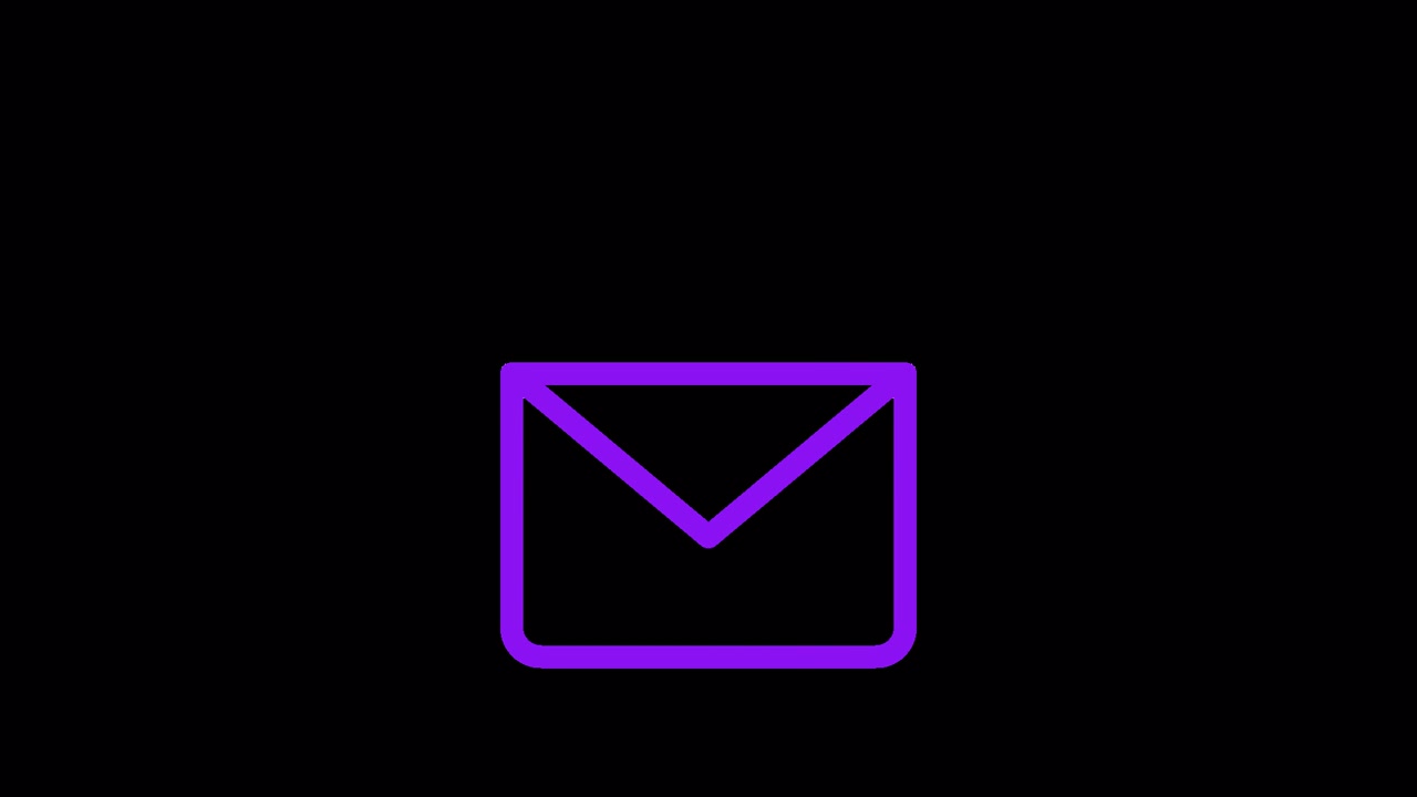 Icona email digitale viola animata con elementi circuitali