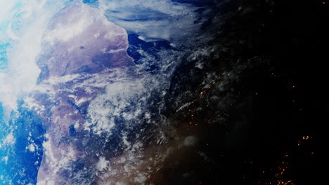 cerca del planeta tierra de la transición del día a la noche