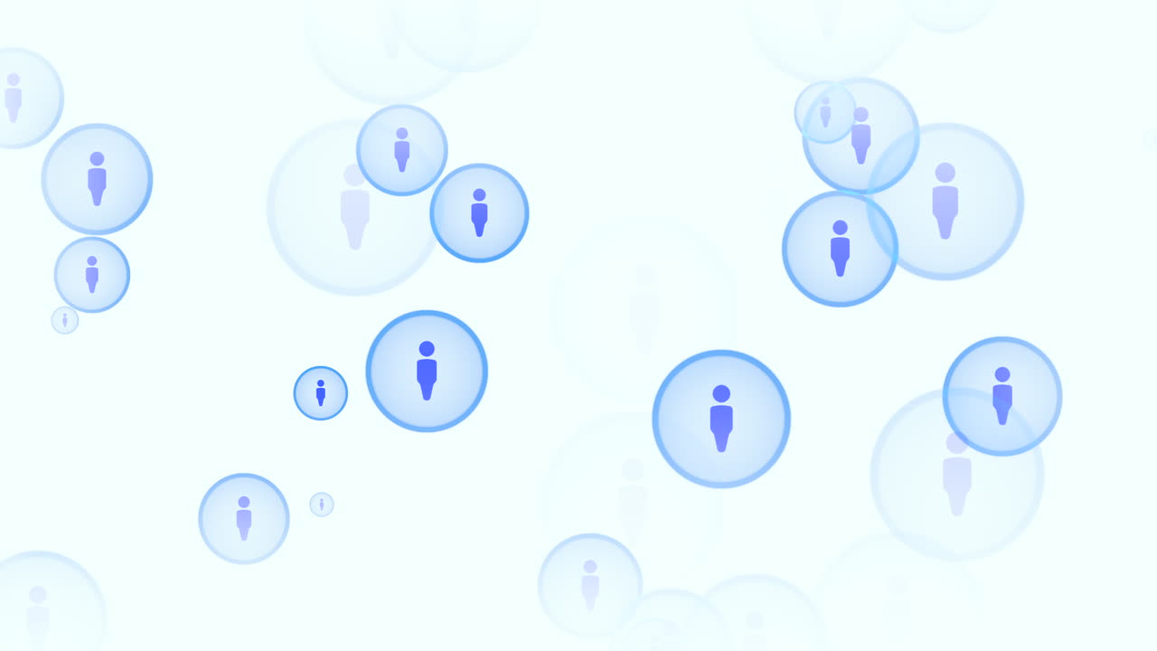 Social Person network icons pattern on blue background