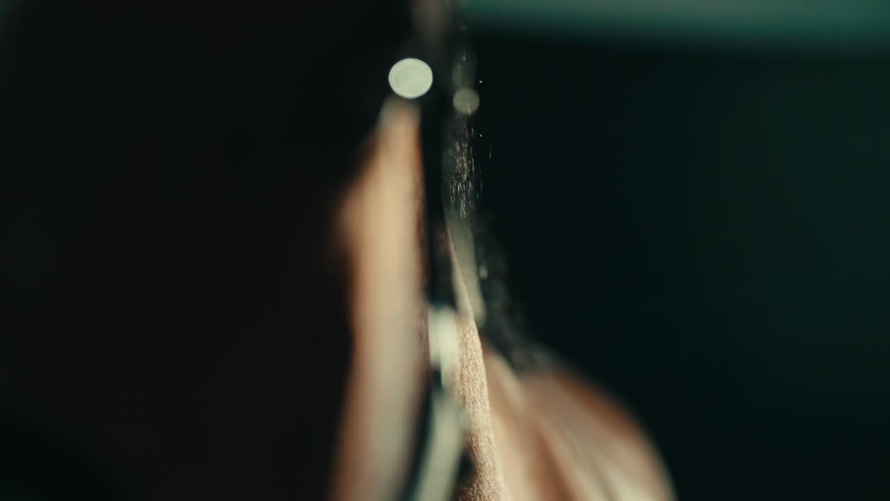 primer plano del cuerpo del caballo marrón panorámica a la hermosa composición del ojo, animal iluminado