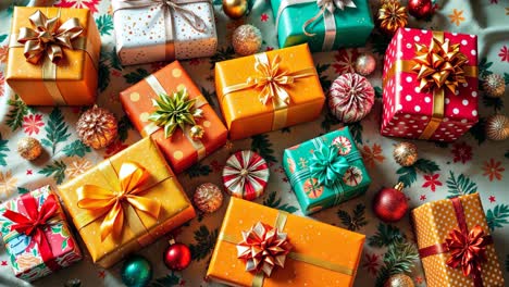 colorful christmas gifts and ornaments