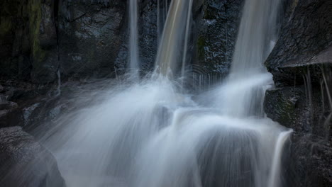 time lapse of local waterfall in rural forest landscape of ireland on a summer sunny day