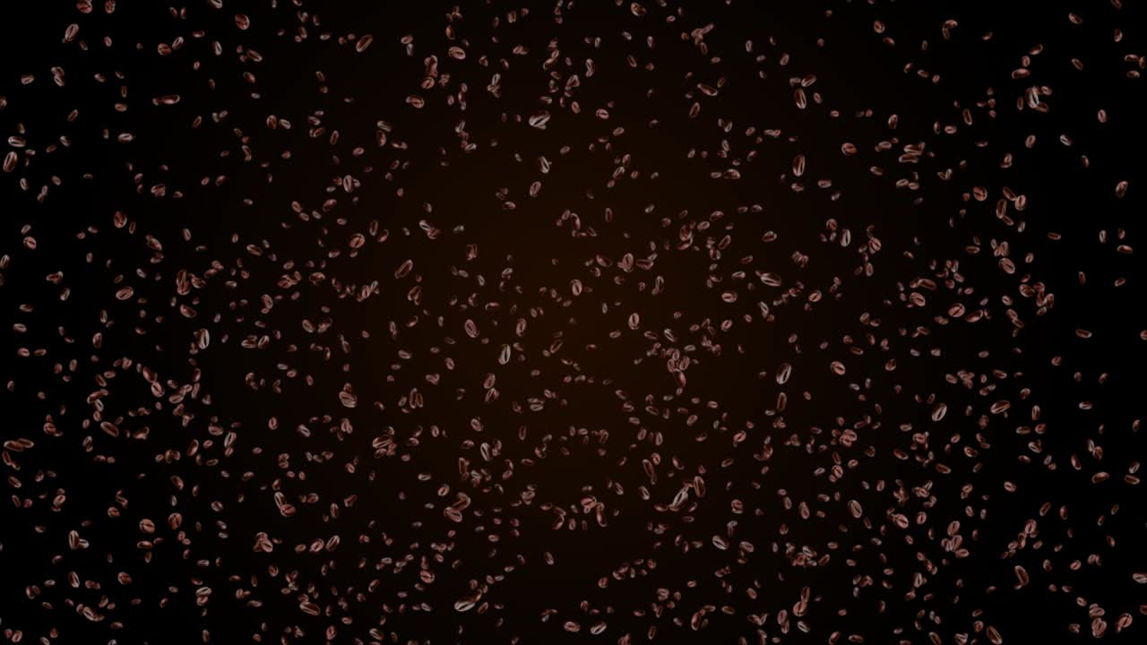 어두운 배경에 떨어지는 4k 루프 커피 콩 맛있는 커피 음료 음식 및 음료 개념