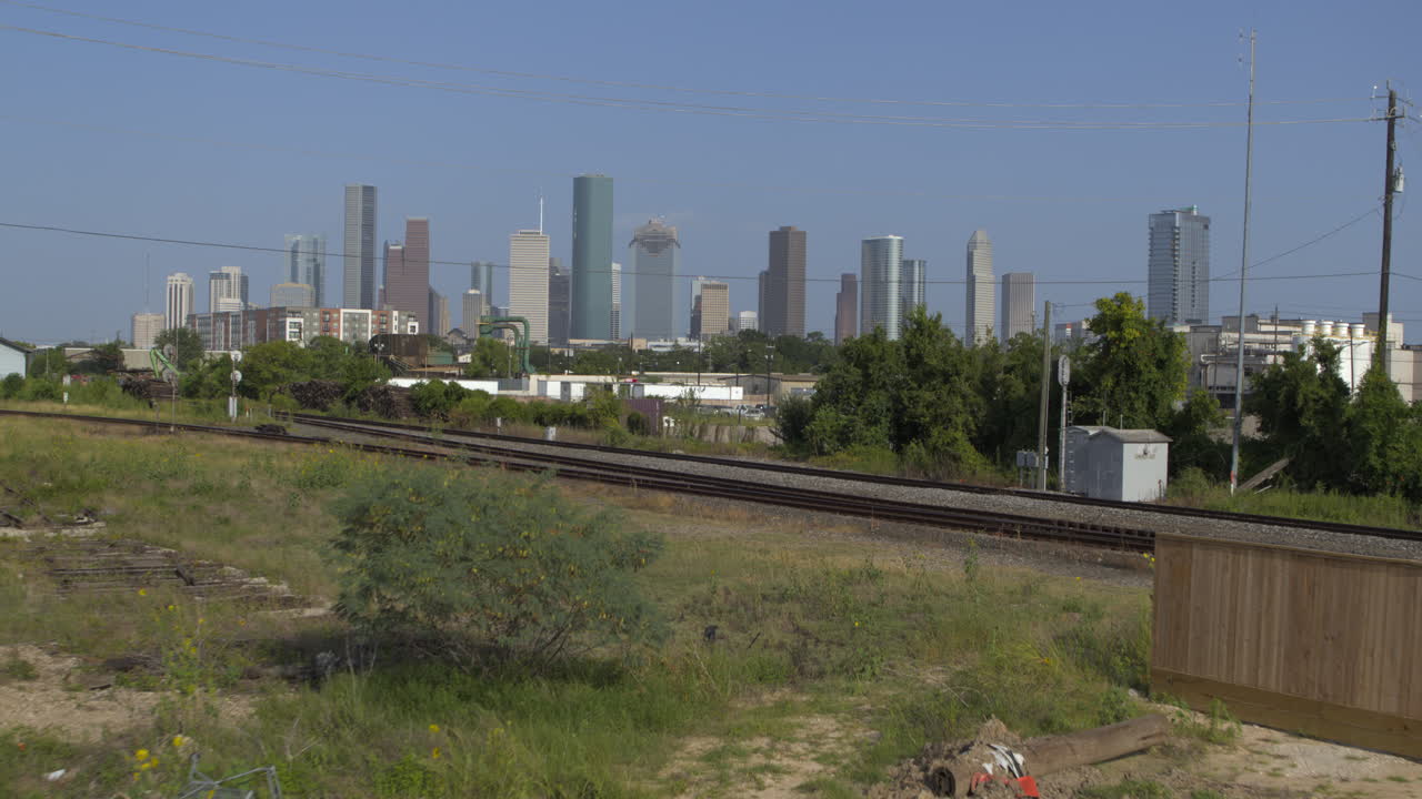 Drone view of the downtown Houston and surrounding landscape