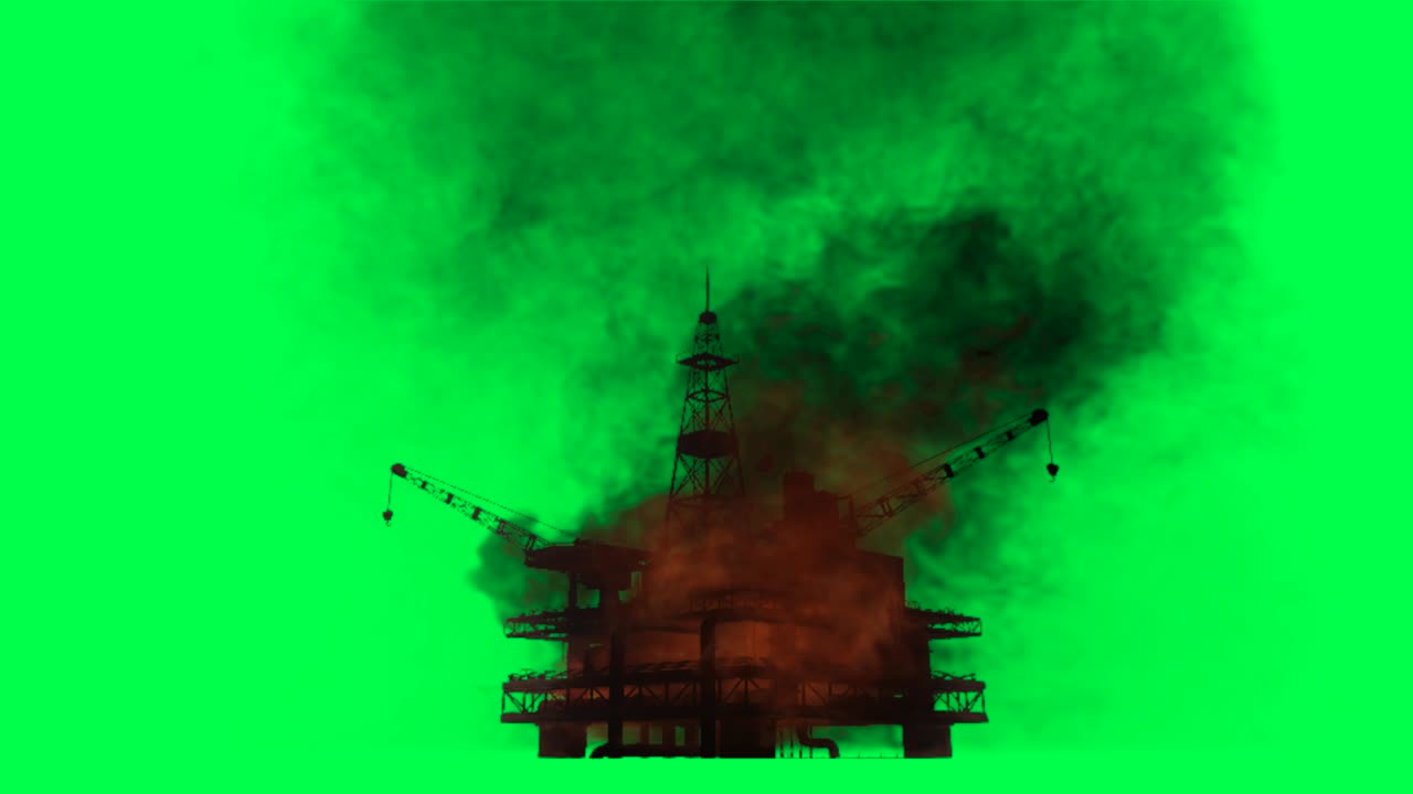 녹색 화면에서 불타는 석유 기구