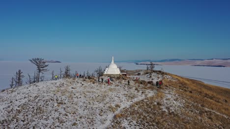 stupa at ogoy island on baikal lake