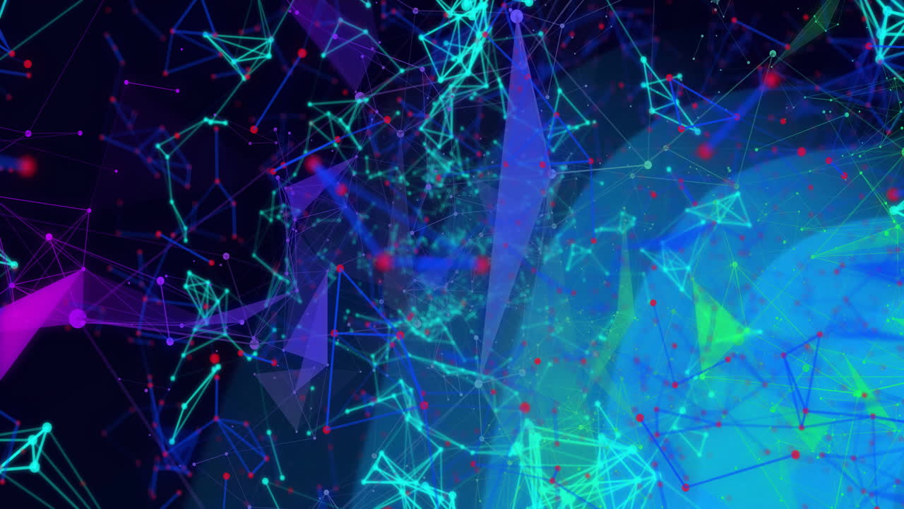 Animation of glowing lines and nodes forming complex geometric patterns
