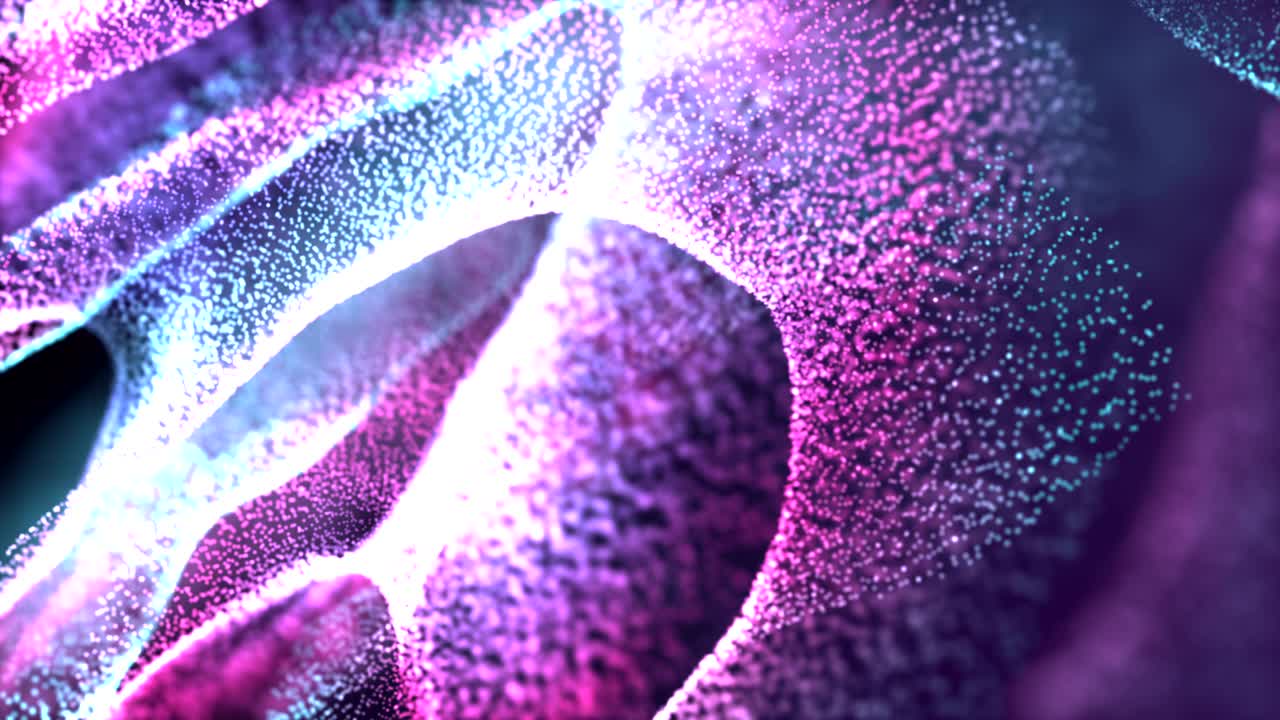 추상적인 우아한 네온 모션 배경 루프와 춤추는 입자