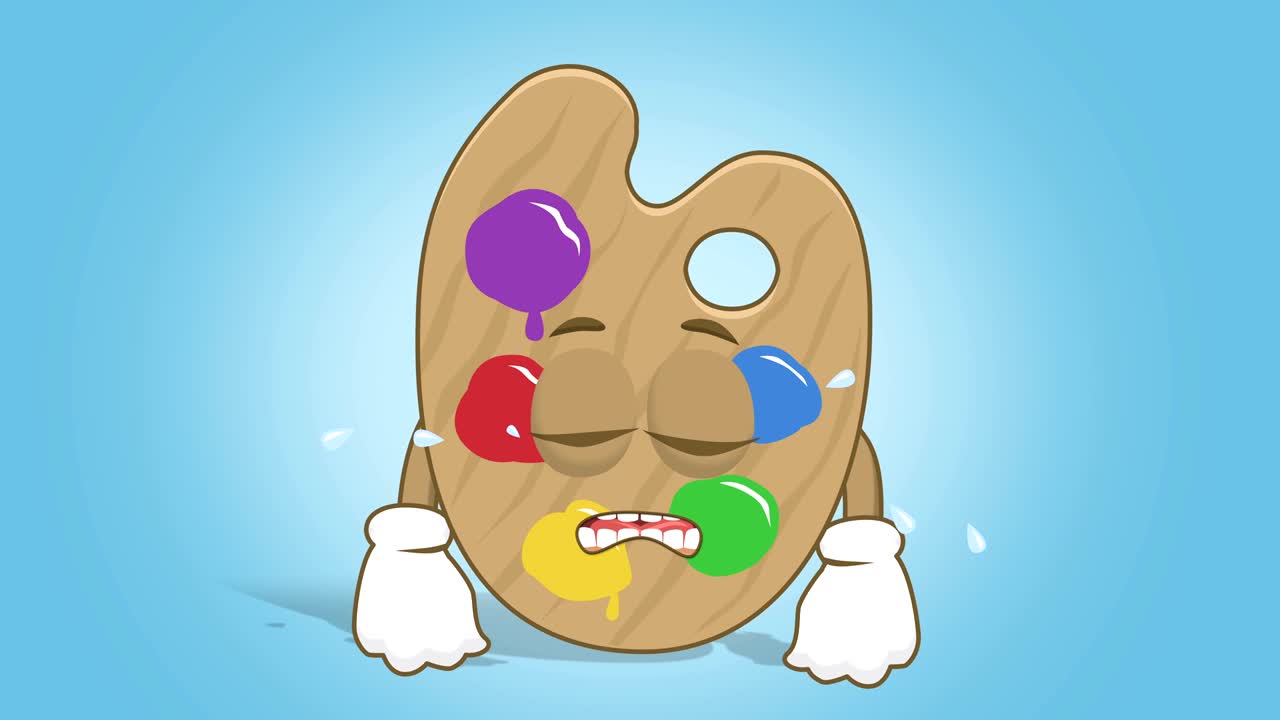 만화 예술가 색상 패 슬 얼굴 애니메이션 알파 매트