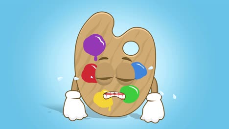 artista de dibujos animados paleta de colores lloro de tristeza con animación facial alfa mate