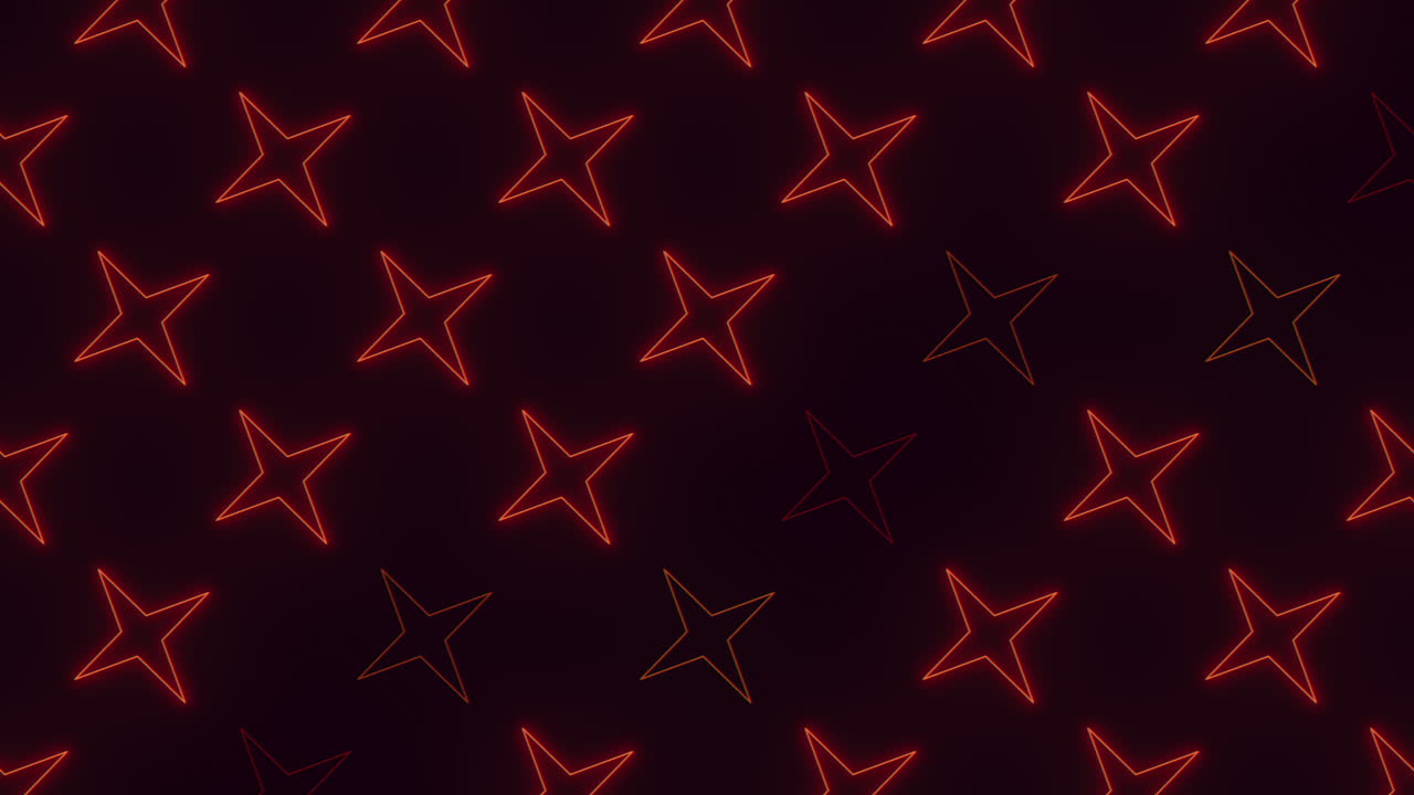 patrón de estrellas de neón rojo sobre degradado negro