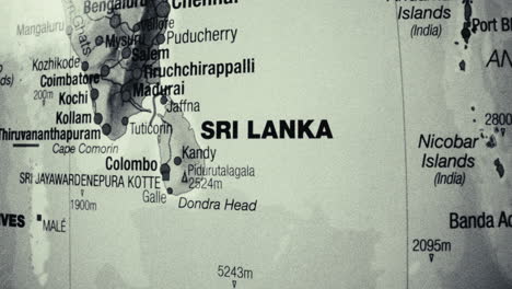geographic map focusing on sri lanka and parts of india