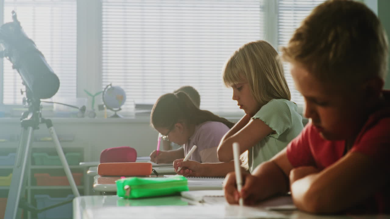 Students working in a classroom