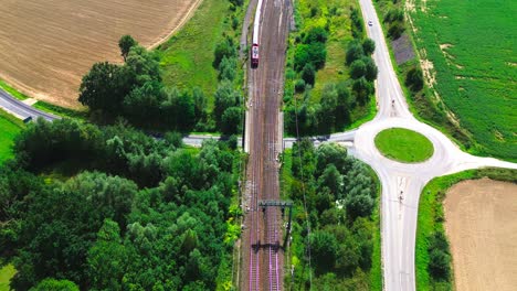 suburban passenger train drone flight 4k