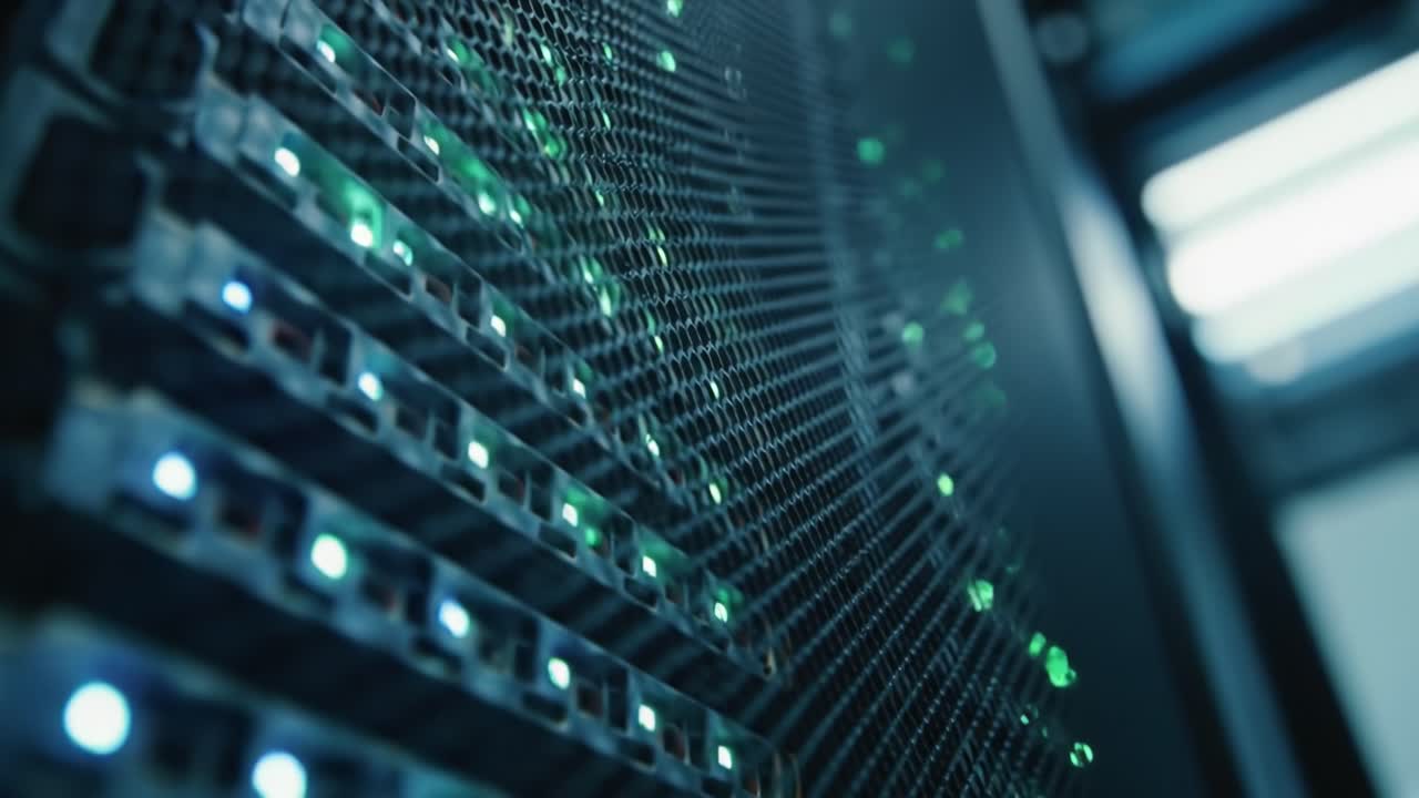 Close-up of server rack components