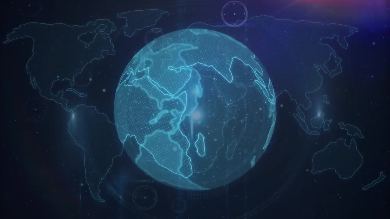 전 세계에 걸쳐 연결과 데이터 처리의 애니메이션