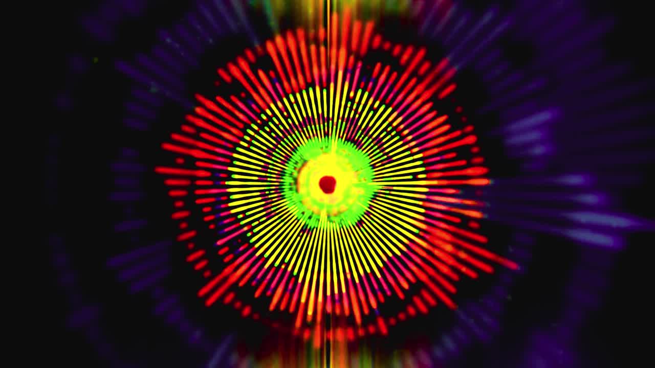 Visualizzazione di onde sonore con equalizzatore audio radiale colorato