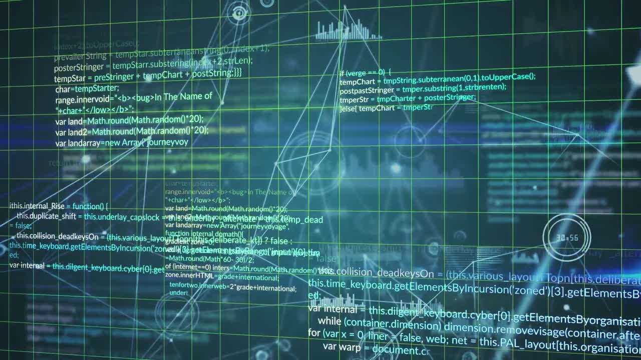 Animation of network of connections with data processing