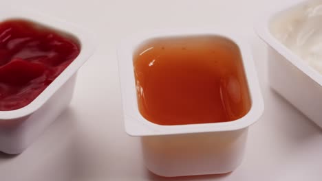 variety of fast food sauces