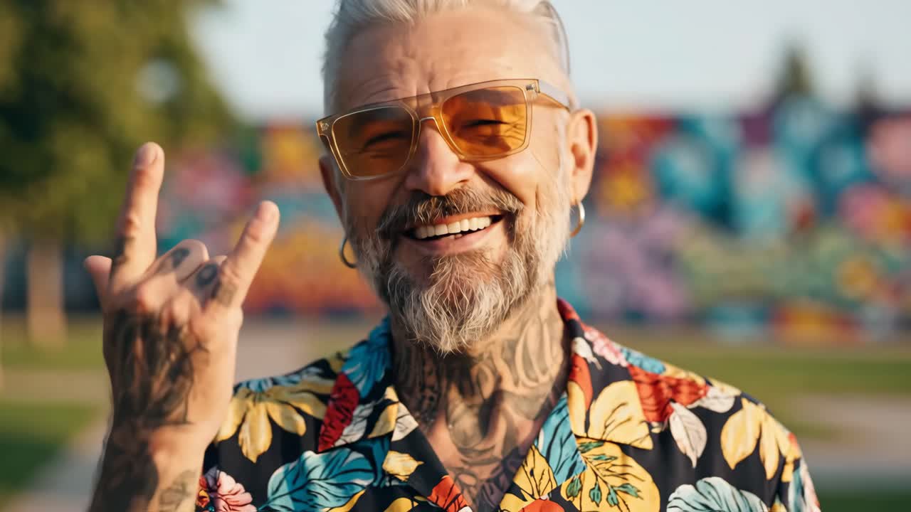 Tattooed Man with Sunglasses Smiling