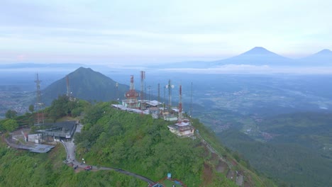 aerial view top of telomoyo mountain with view of mountains surround it