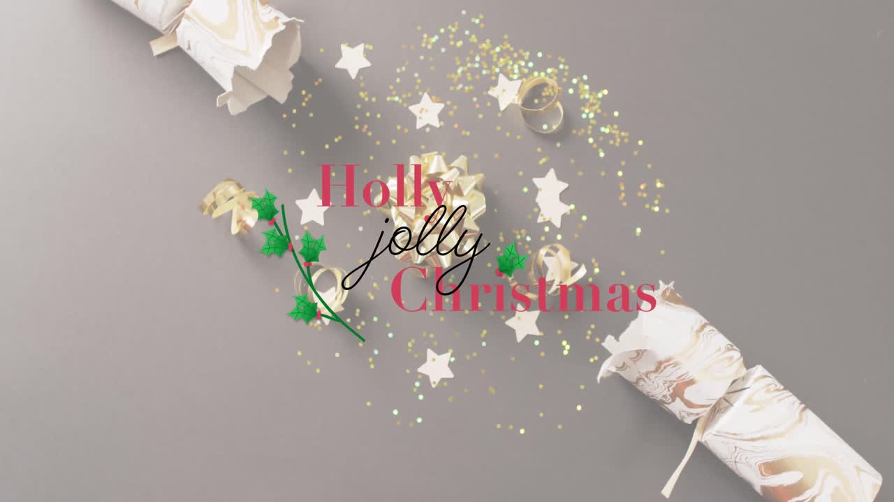 크리스마스 축하 문자의 애니메이션 크리스마스 장식 위에 텍스트