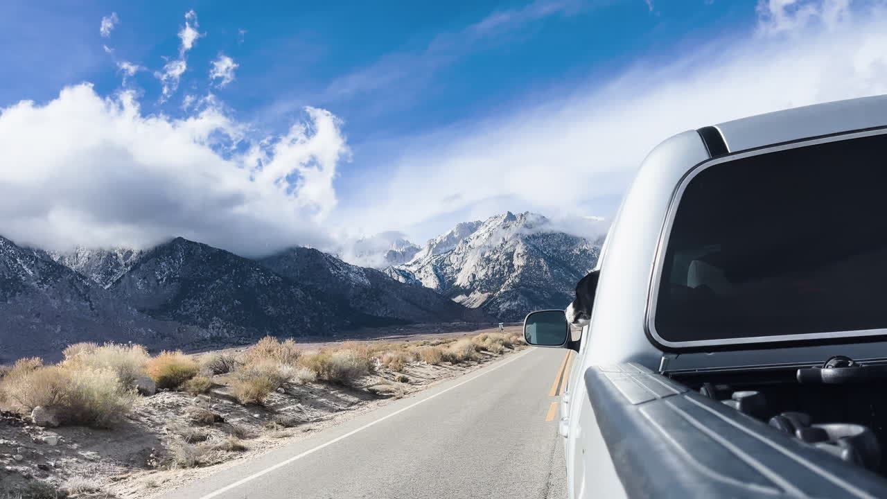 Driving through a mountain landscape
