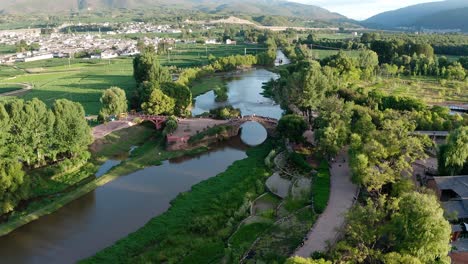 village and fields in shaxi, yunnan, china.