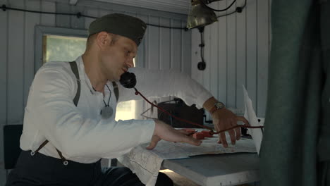 wwii german soldier in communication post