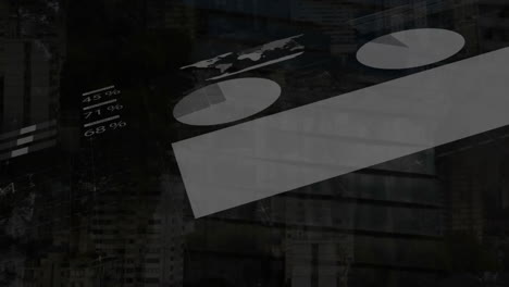 animation of statistics with data processing over black background