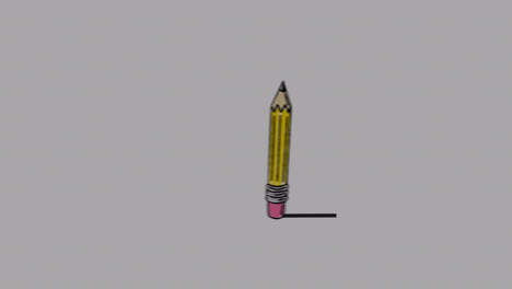 animation of pencil drawing and erasing line on grey background