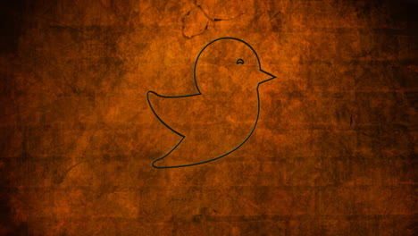animación del icono de pájaro de neón brillante en la pared de ladrillo