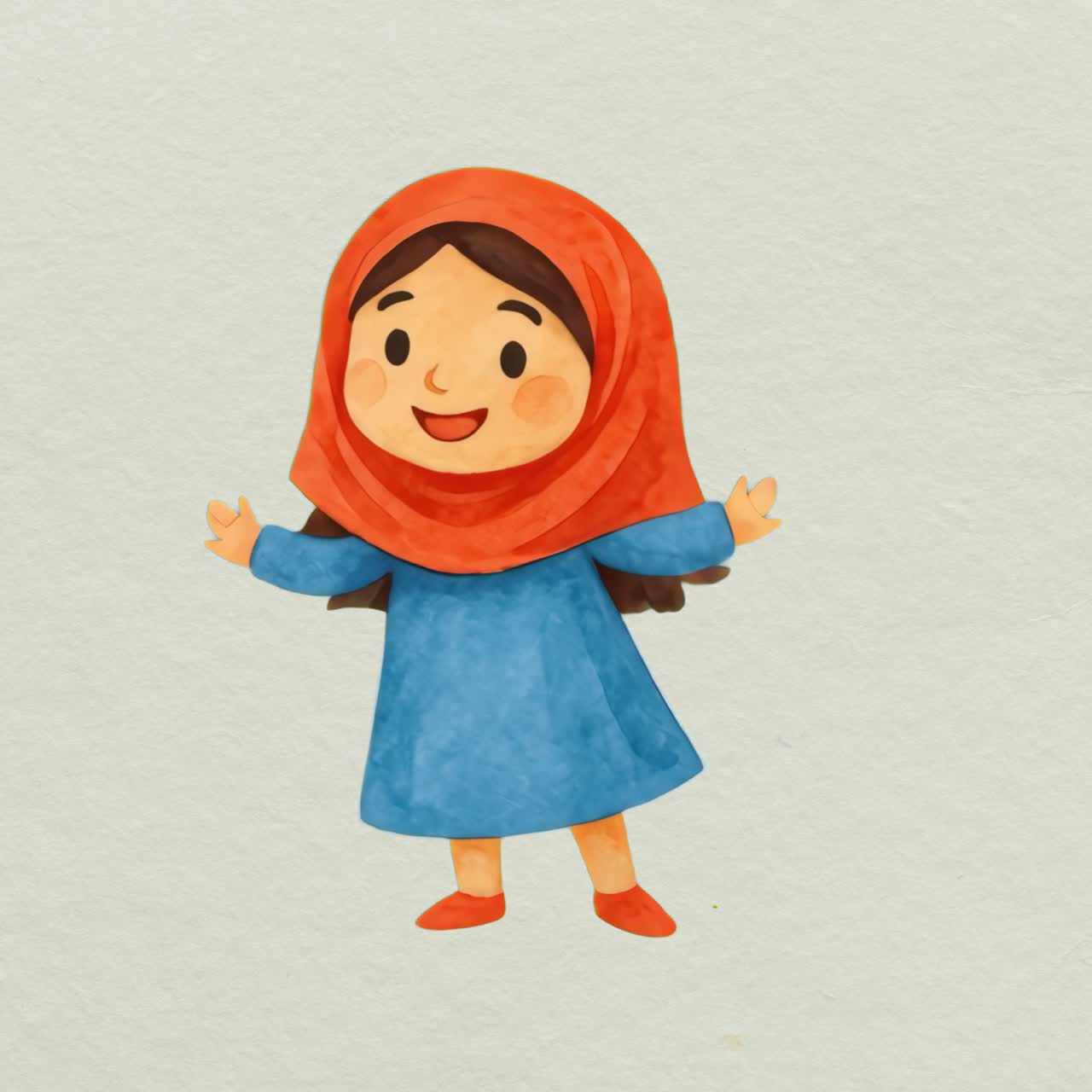 Cheerful cartoon girl illustration animation isolated asset, transparent 4K video, alpha channel