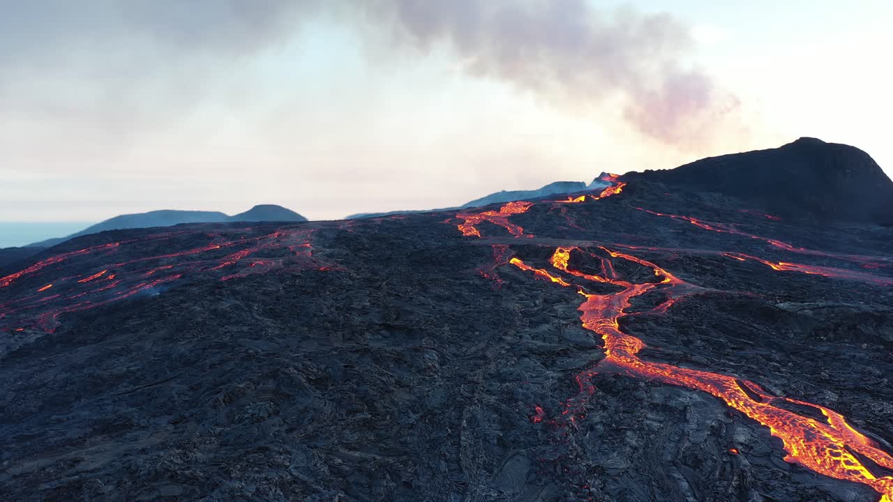 Active Volcano Eruption with Lava Flow
