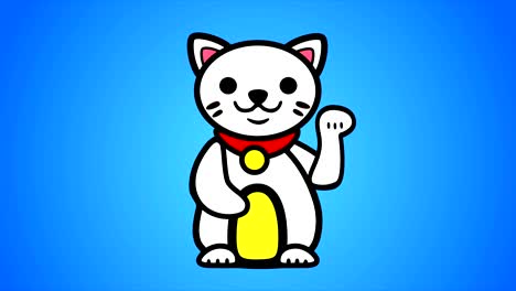 animación 4k maneki neko con fondo estrellado - en bucle