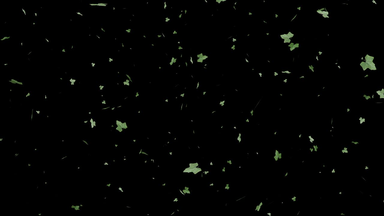 초록색 화면 배경으로 땅에 떨어지는 초록색 잎.