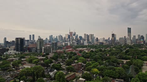 dramatic aerial scenic of skyline at the city of toronto in canada
