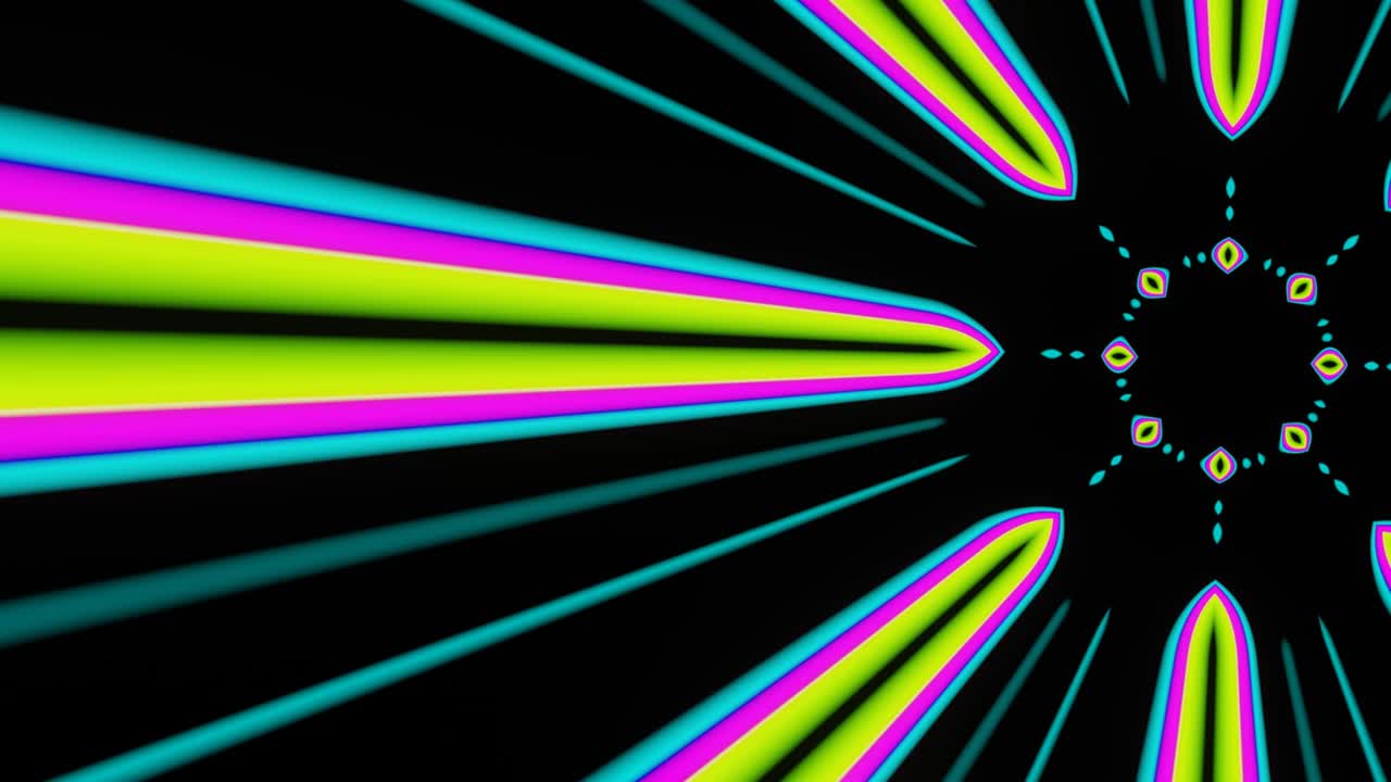 Abstract flying flashing searchlights. VJ Loop
