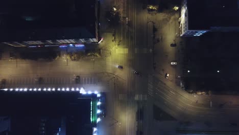 night city intersection aerial view