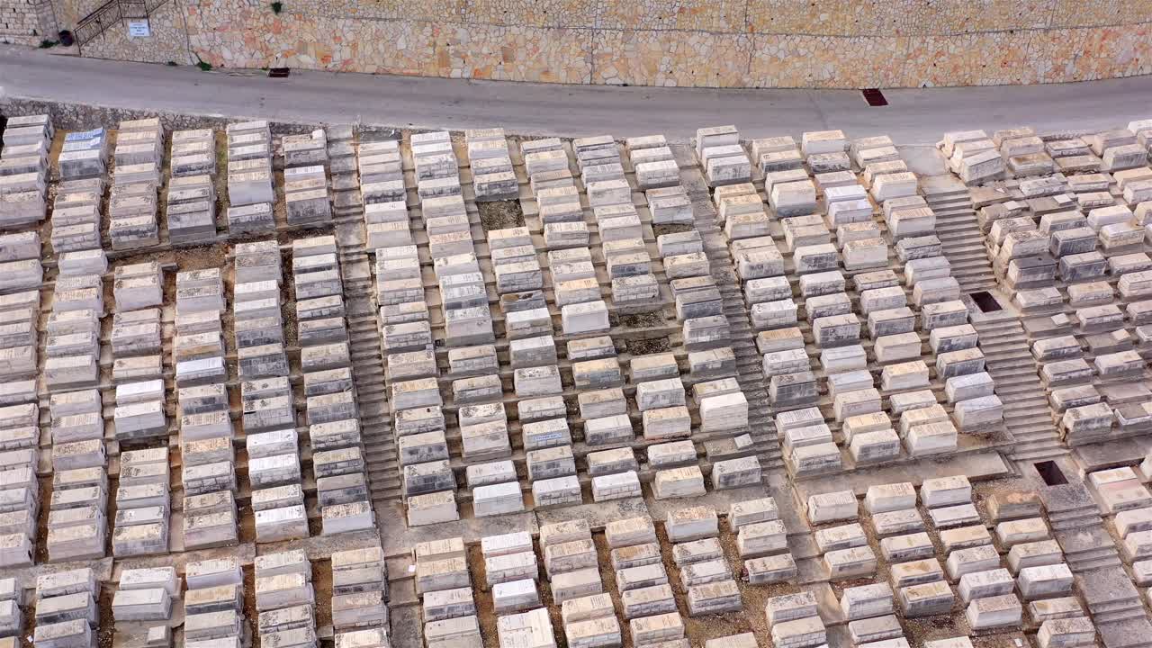 Aerial View of the Mount of Olives Jewish Cemetery in Jerusalem