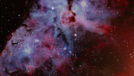 nebula clouds and a bright light from the moon moving in the universe